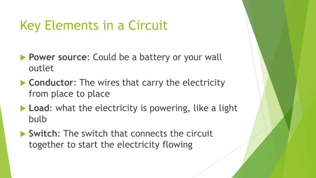 key elements in a circuit