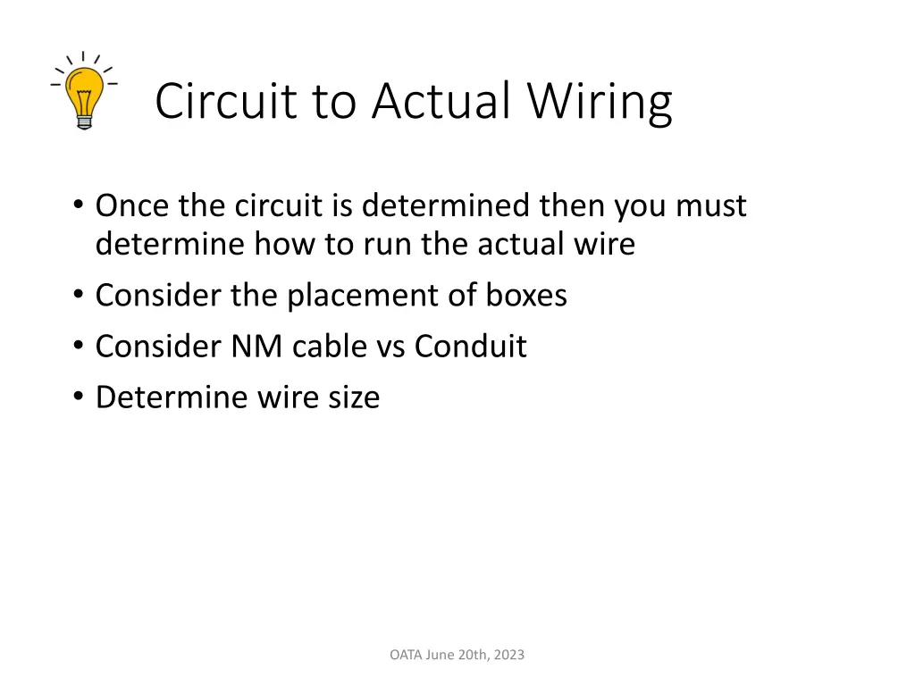 circuit to actual wiring