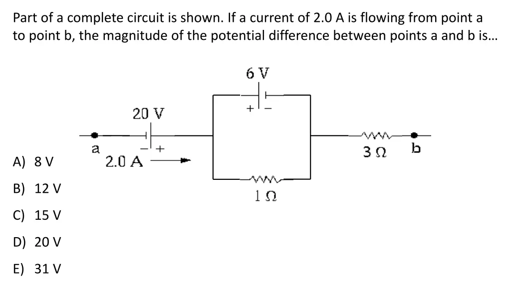 part of a complete circuit is shown if a current 1