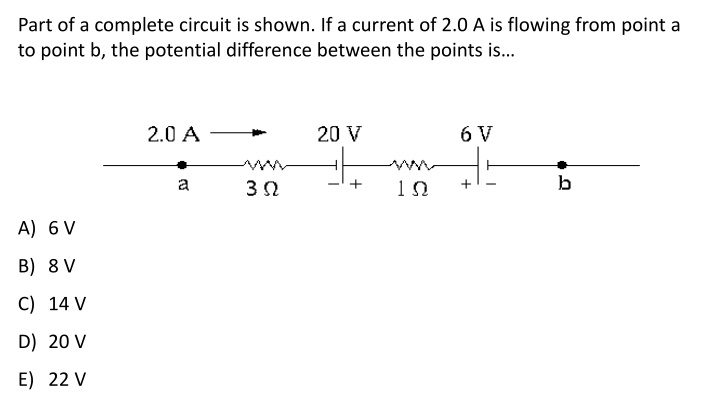 part of a complete circuit is shown if a current