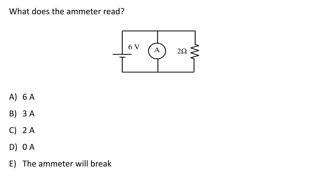 what does the ammeter read