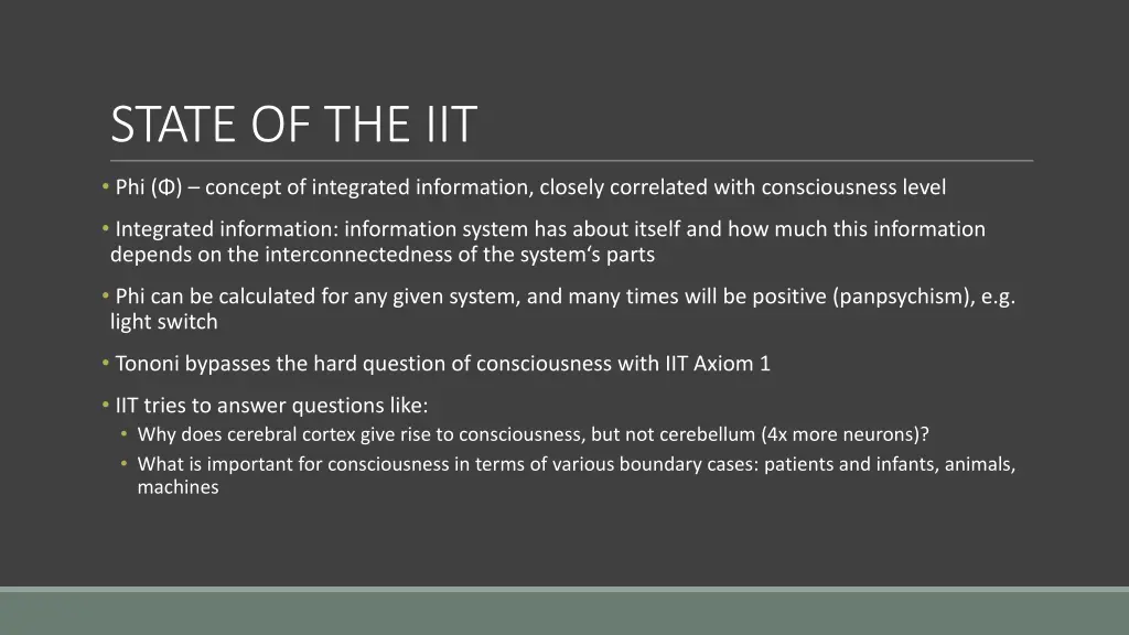 state of the iit