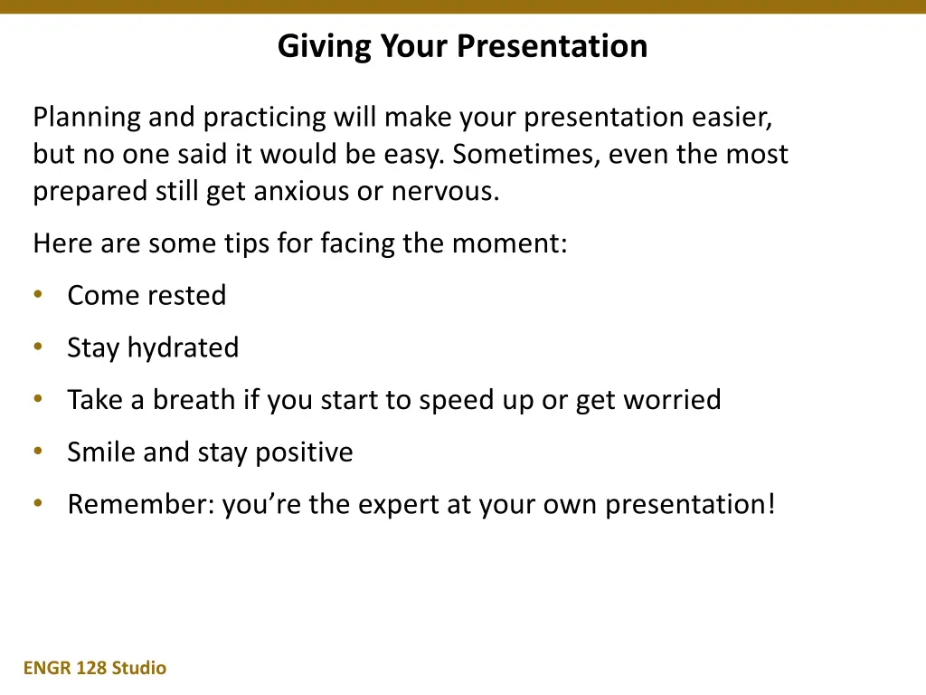 giving your presentation