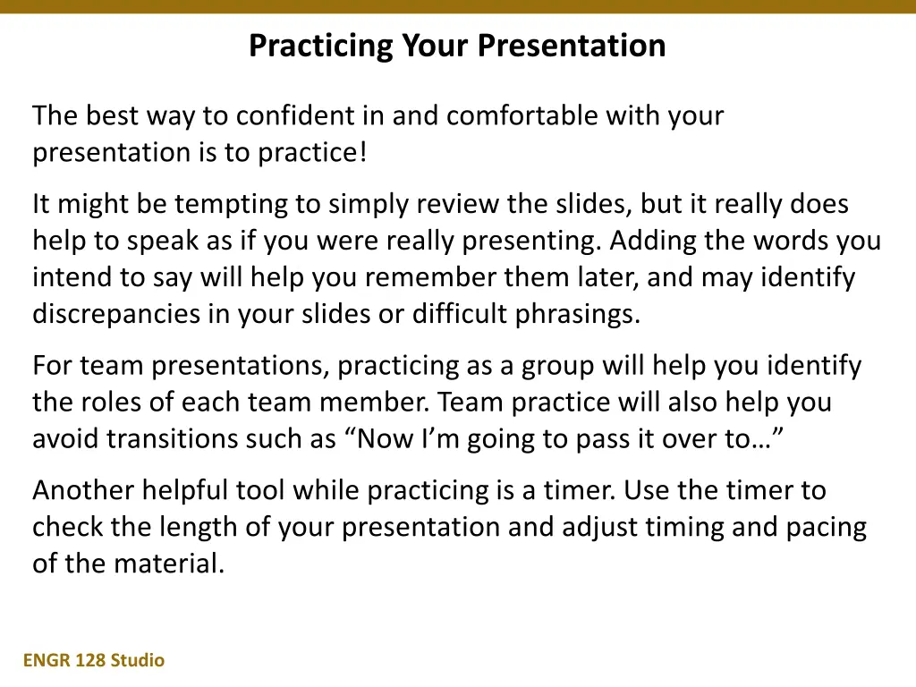 practicing your presentation