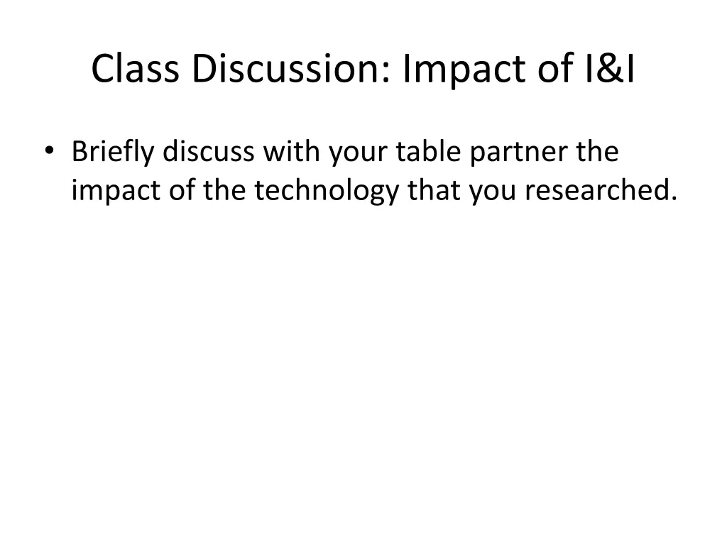 class discussion impact of i i