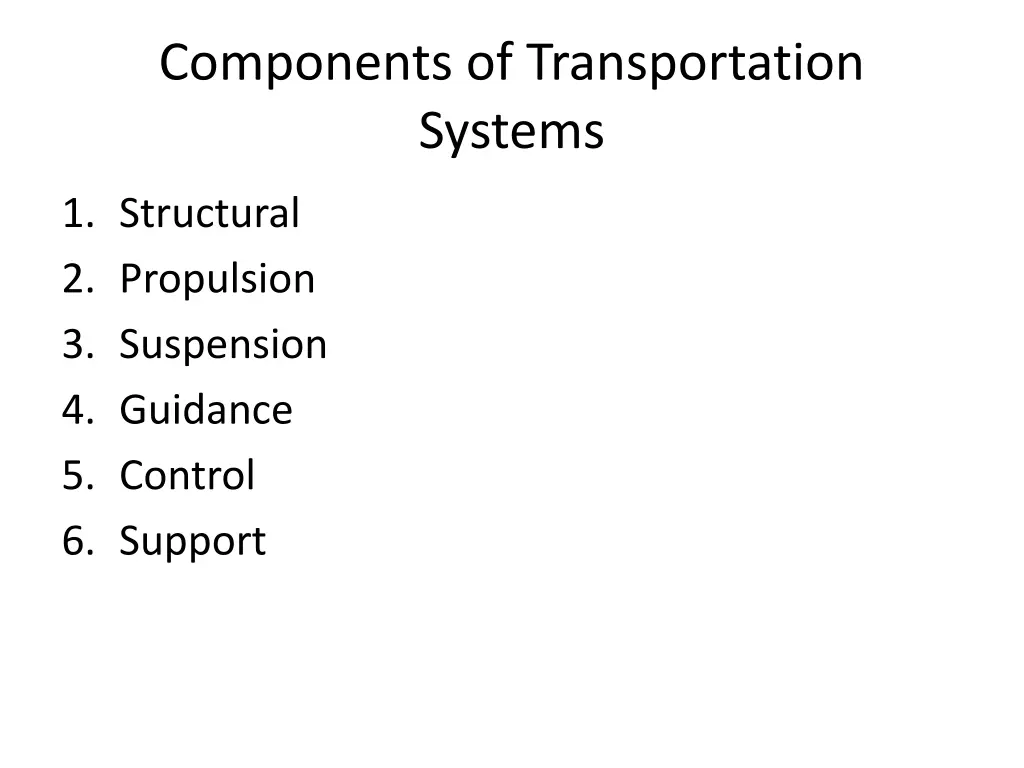 components of transportation systems