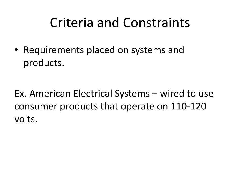 criteria and constraints