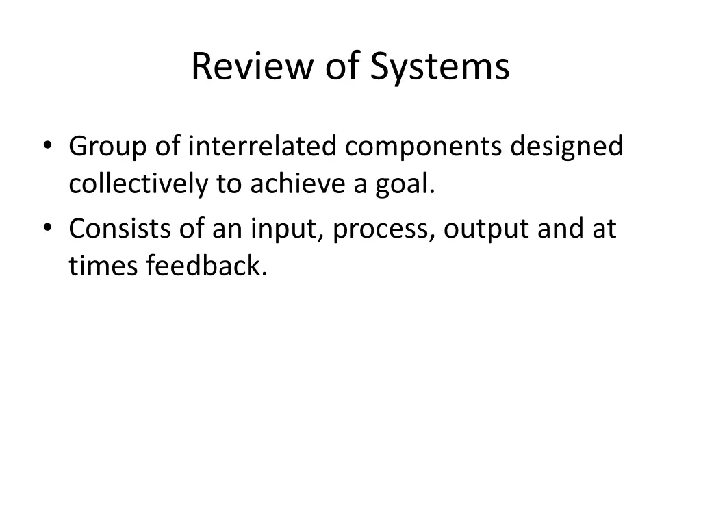 review of systems