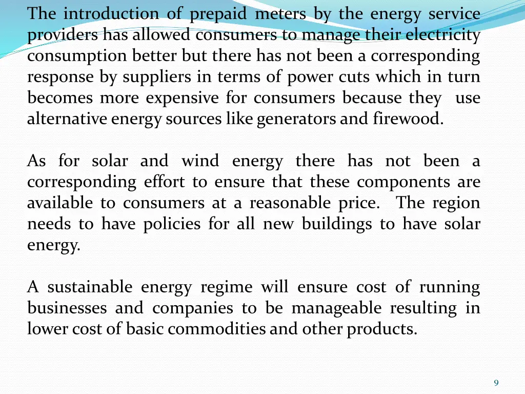 the introduction of prepaid meters by the energy