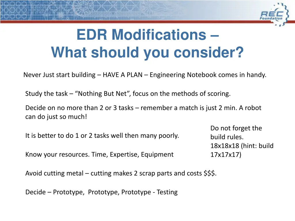 edr modifications what should you consider