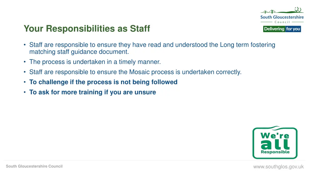 your responsibilities as staff