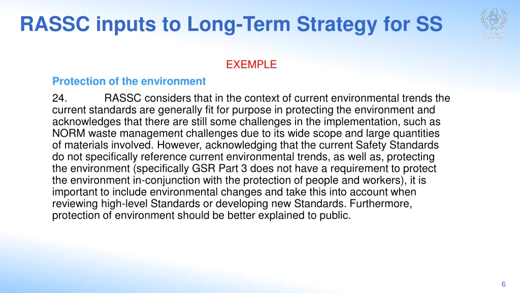 rassc inputs to long term strategy for ss 2