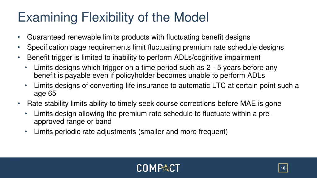 examining flexibility of the model