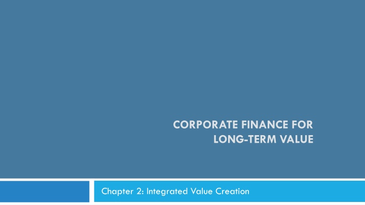 corporate finance for long term value