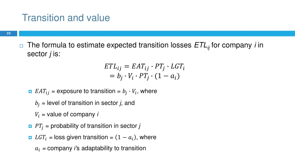 transition and value 1