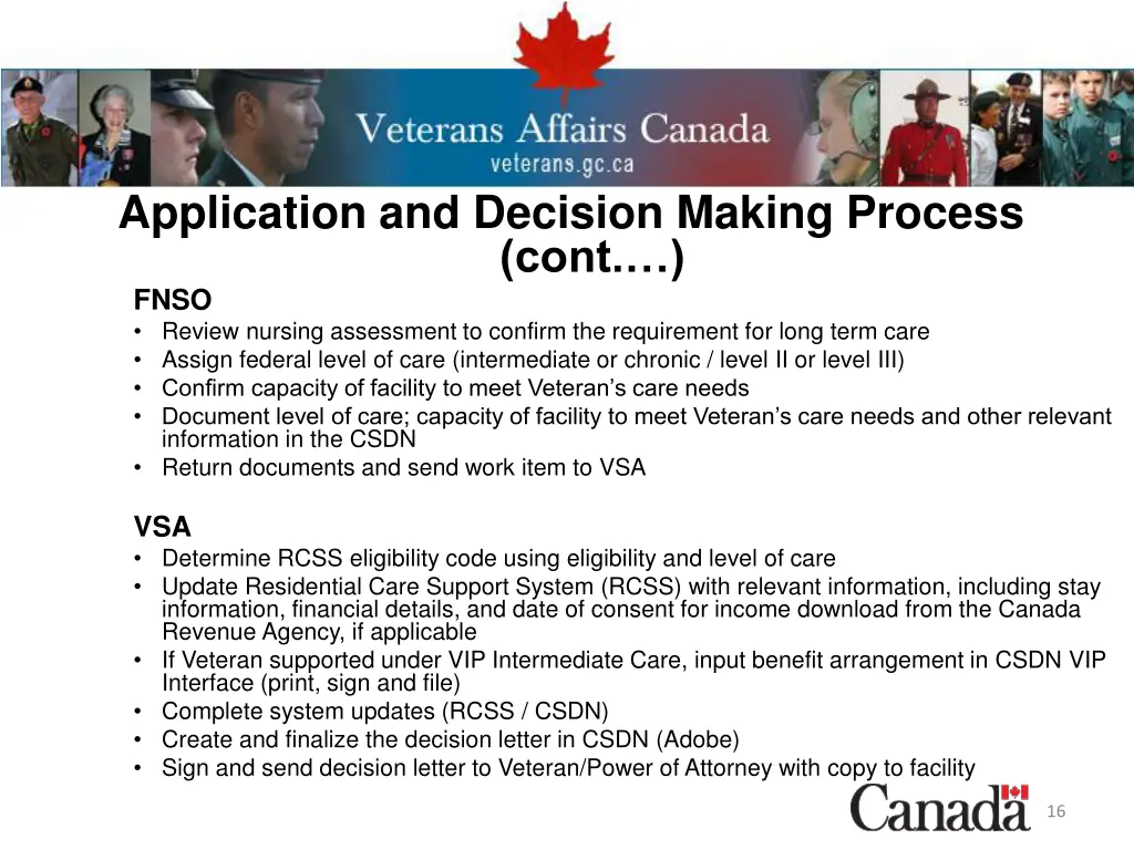 application and decision making process cont fnso