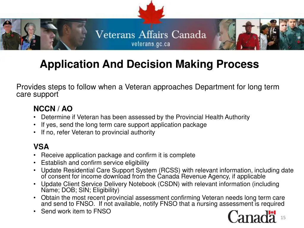 application and decision making process