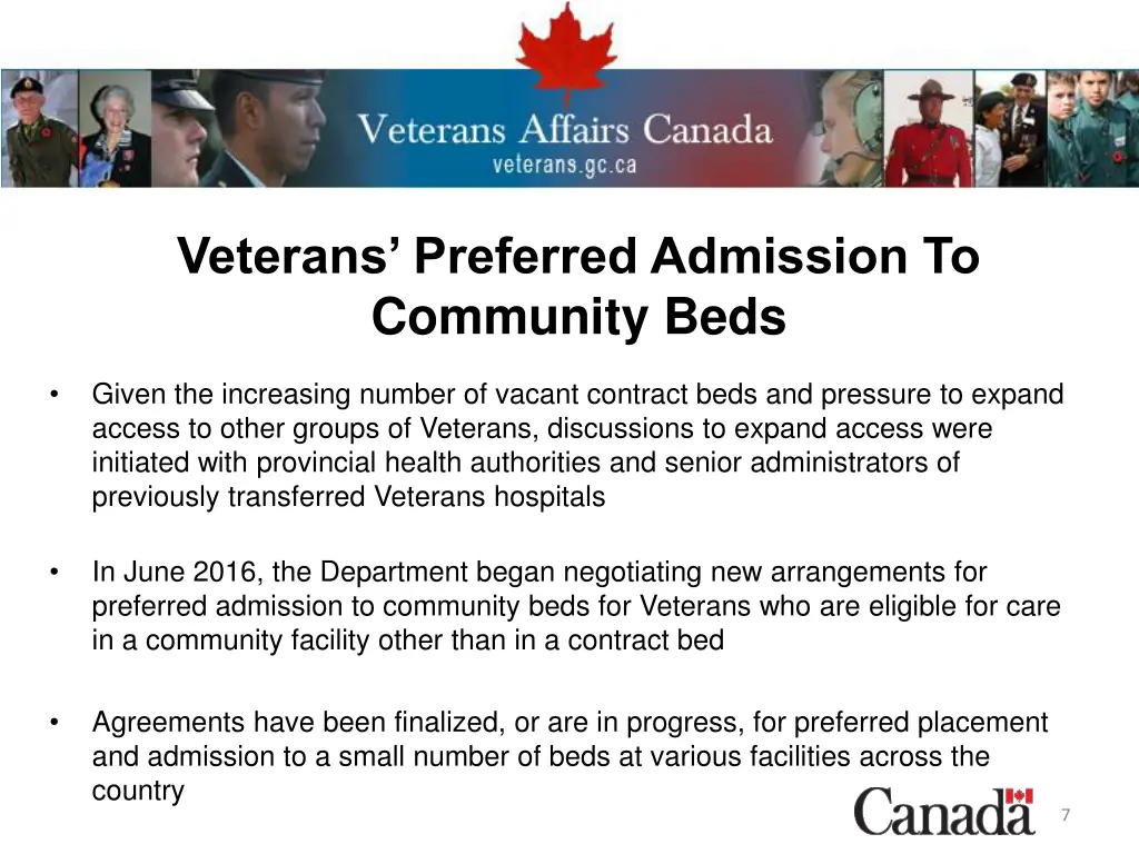 veterans preferred admission to community beds