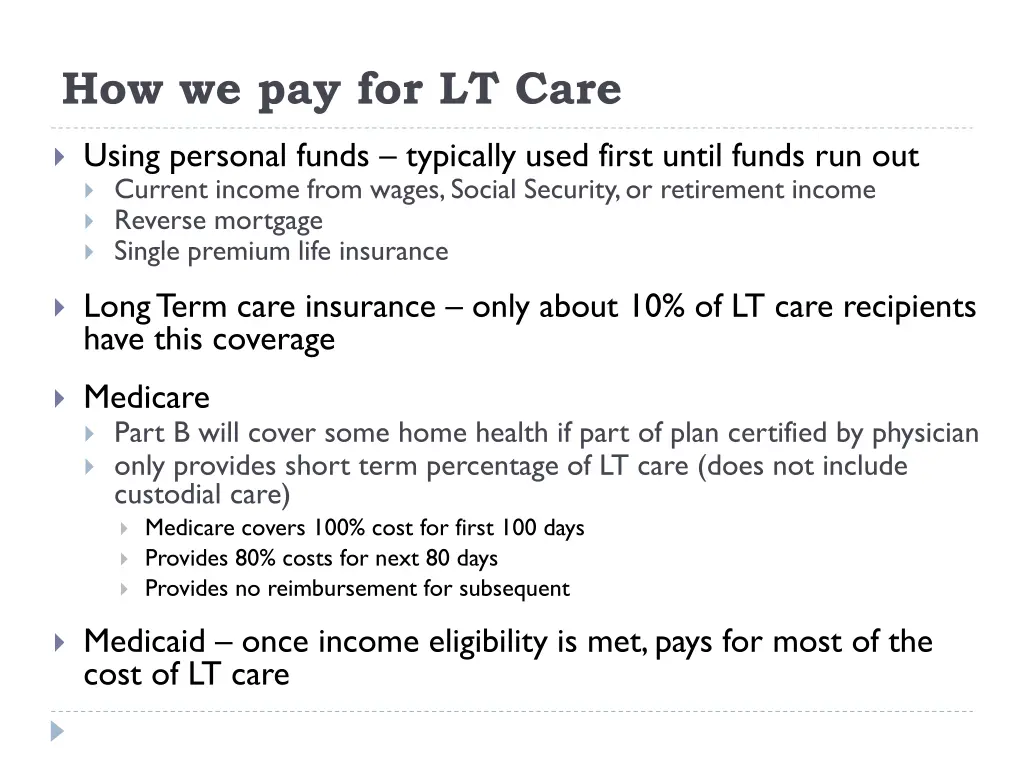 how we pay for lt care