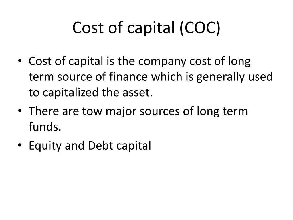 cost of capital coc