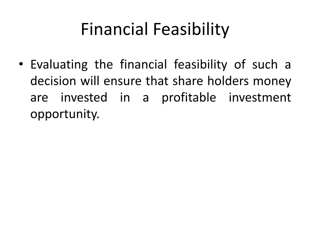 financial feasibility