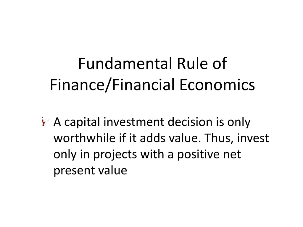 fundamental rule of finance financial economics