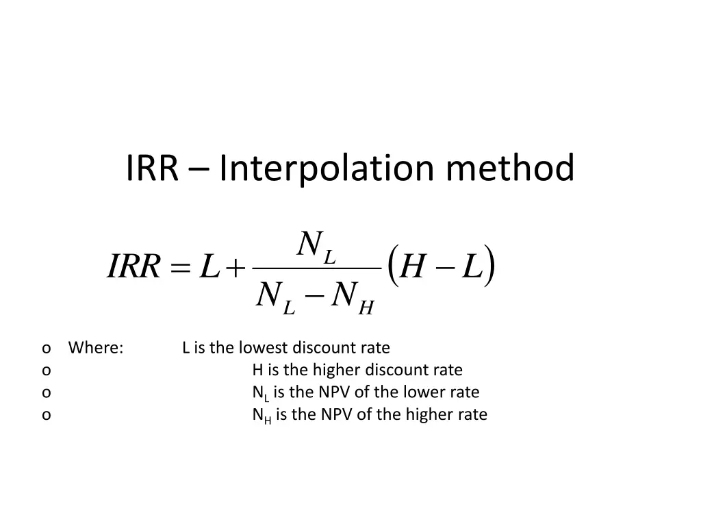 irr interpolation method