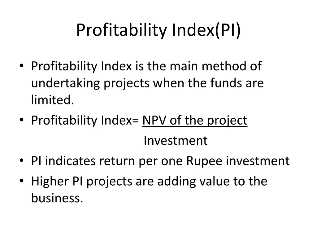 profitability index pi