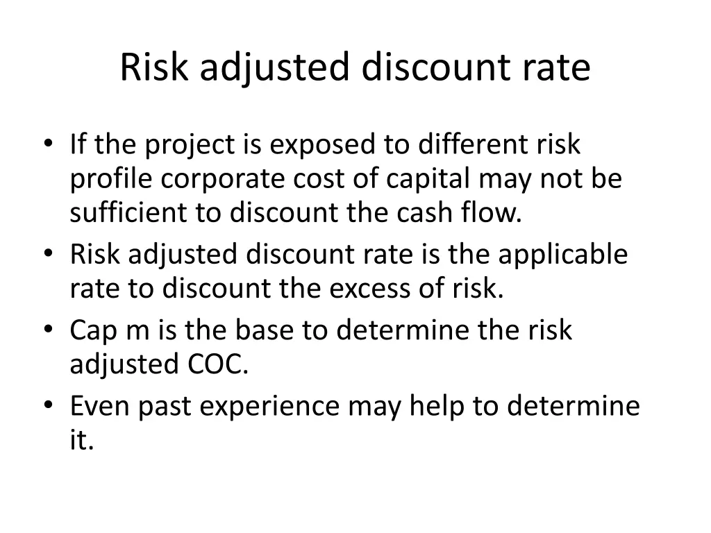 risk adjusted discount rate