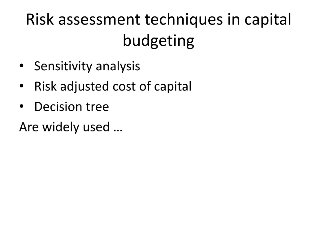 risk assessment techniques in capital budgeting