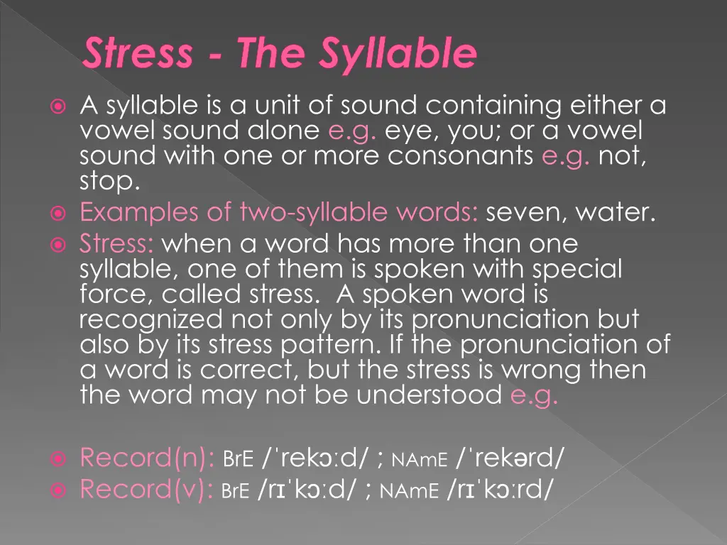 stress the syllable