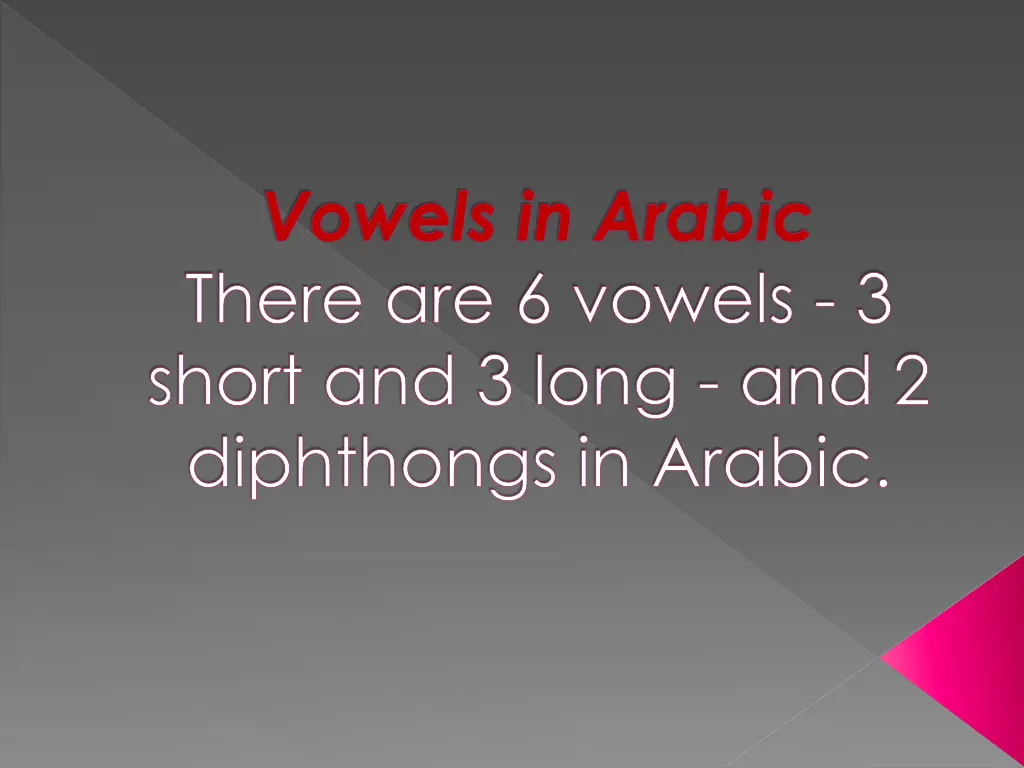 vowels in arabic there are 6 vowels 3 short