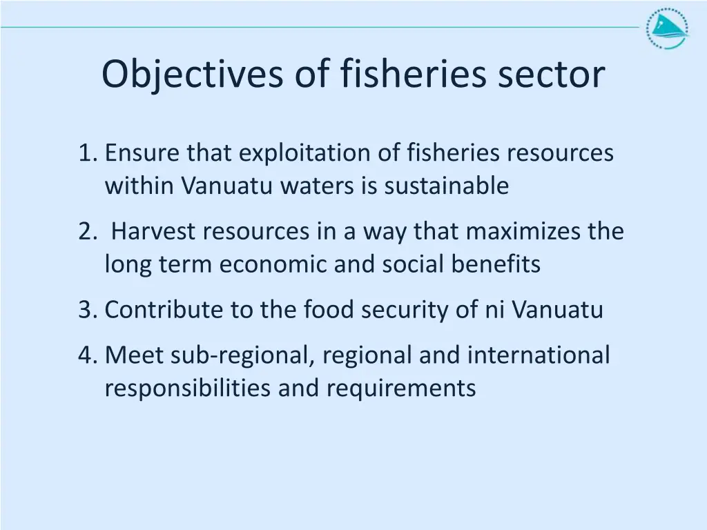 objectives of fisheries sector