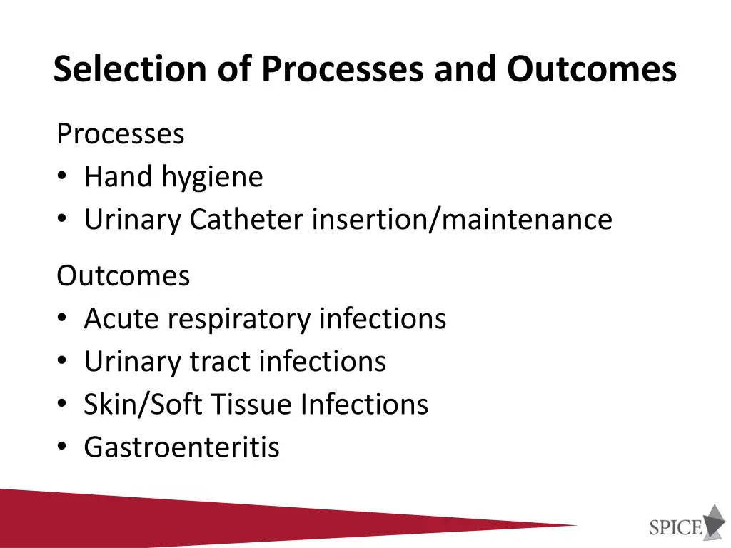 selection of processes and outcomes