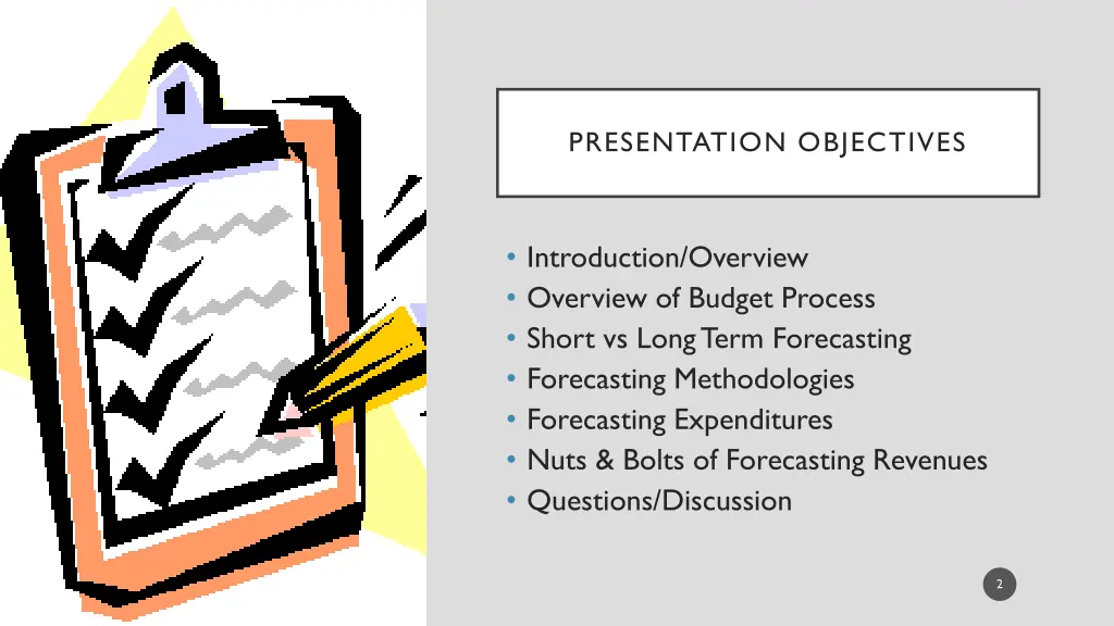 presentation objectives