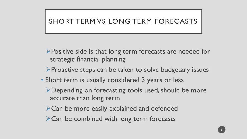 short term vs long term forecasts 1