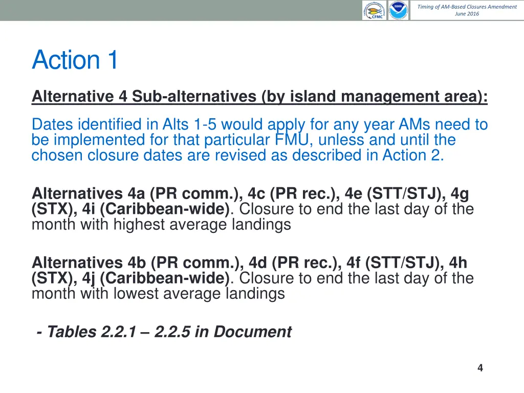 timing of am based closures amendment june 2016 2