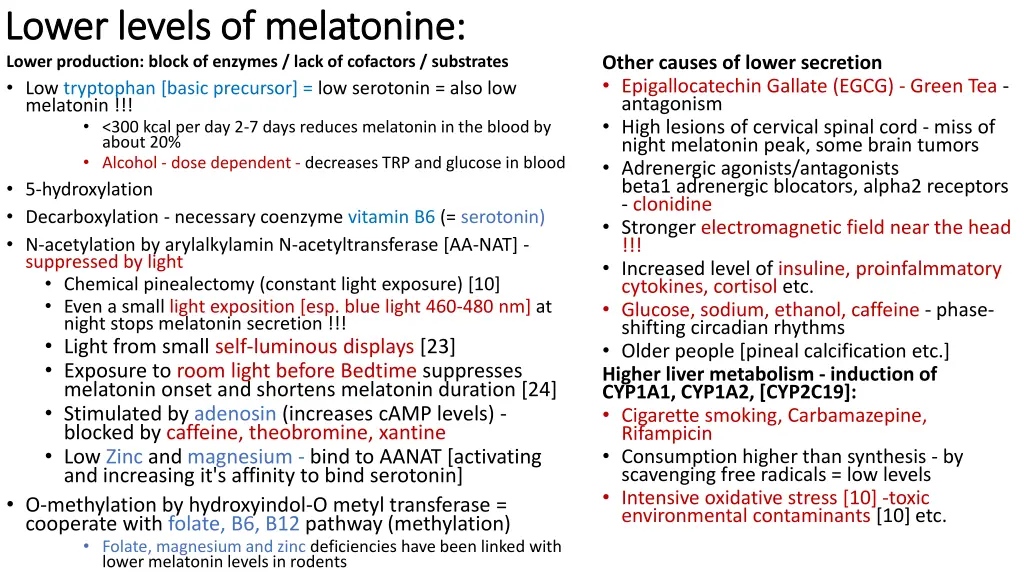 lower levels of melatonine lower levels