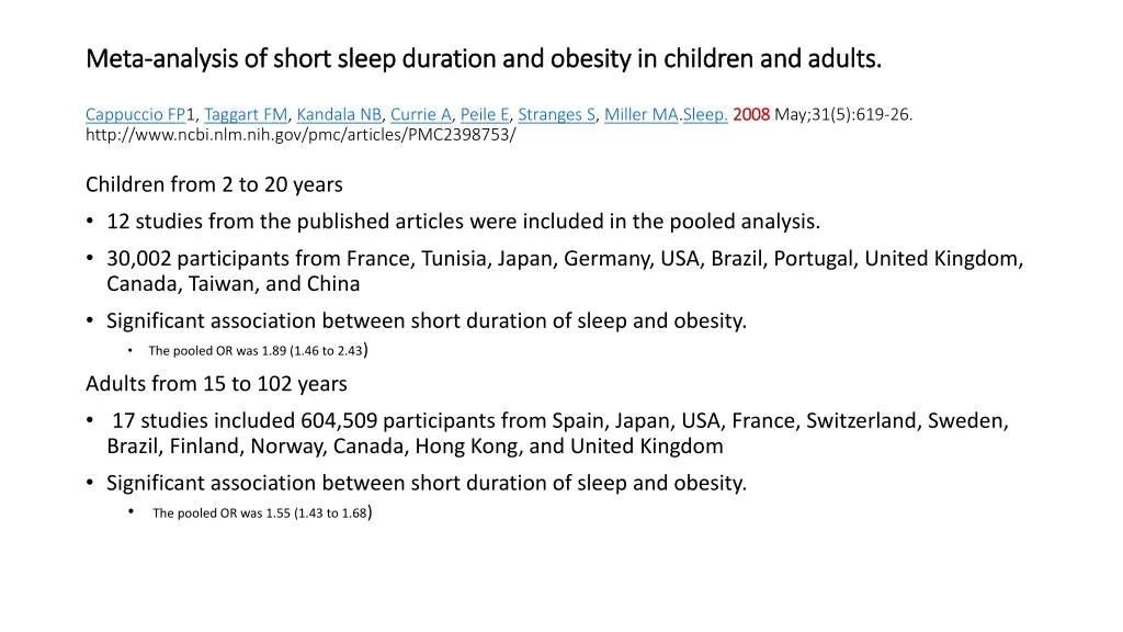 meta meta analysis of short sleep duration