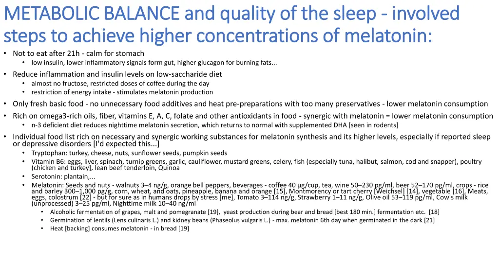 metabolic balance and quality of the sleep