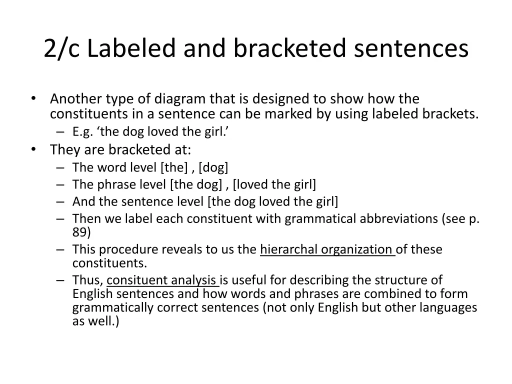 2 c labeled and bracketed sentences