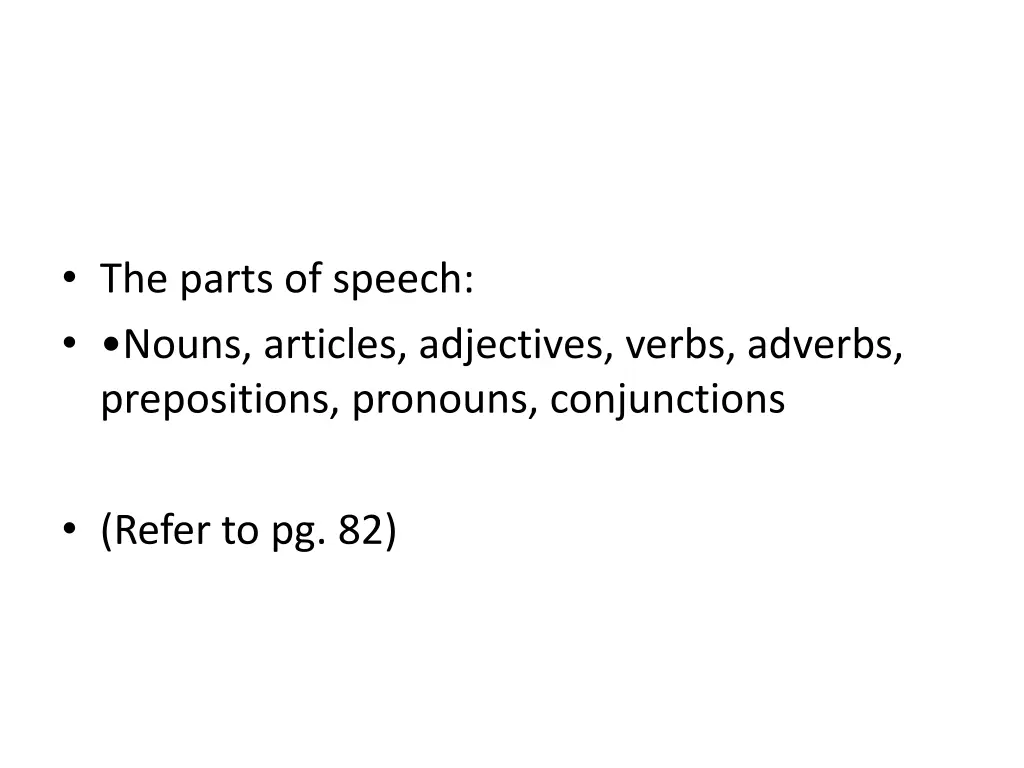 the parts of speech nouns articles adjectives