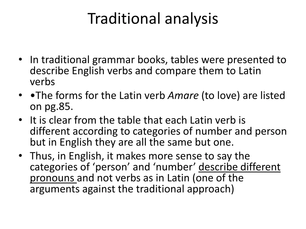 traditional analysis