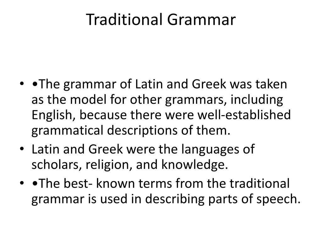 traditional grammar