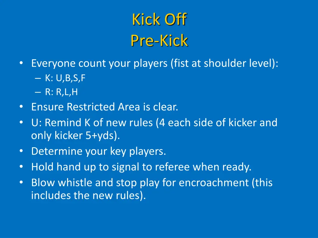 kick off pre kick