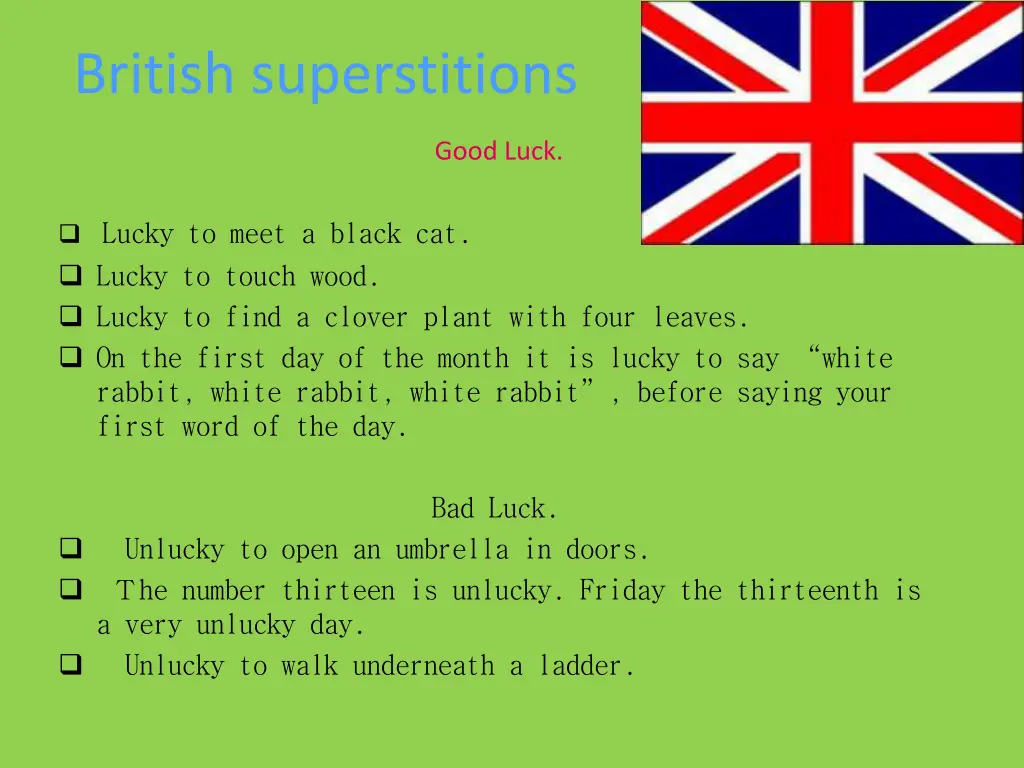 british superstitions