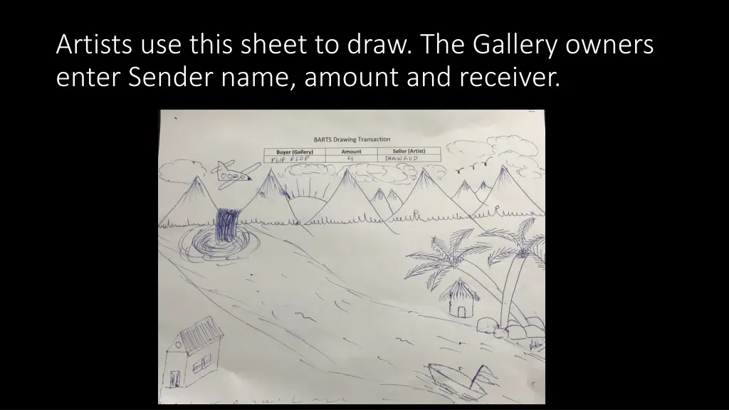 artists use this sheet to draw the gallery owners