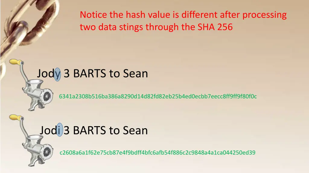 notice the hash value is different after