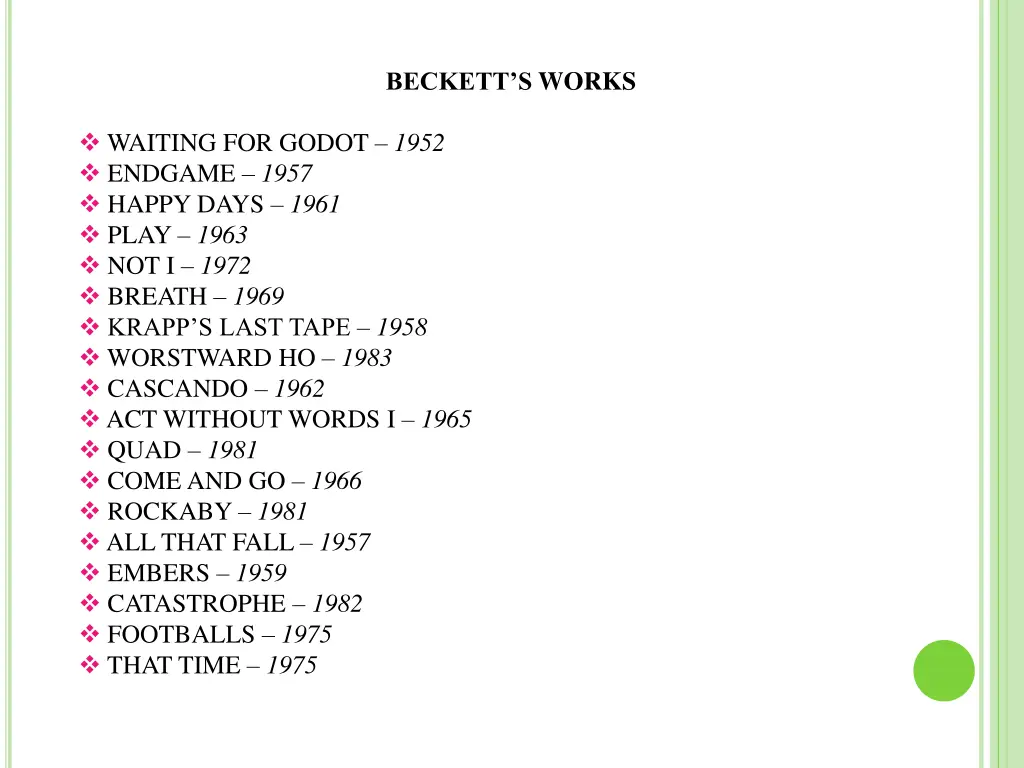 beckett s works