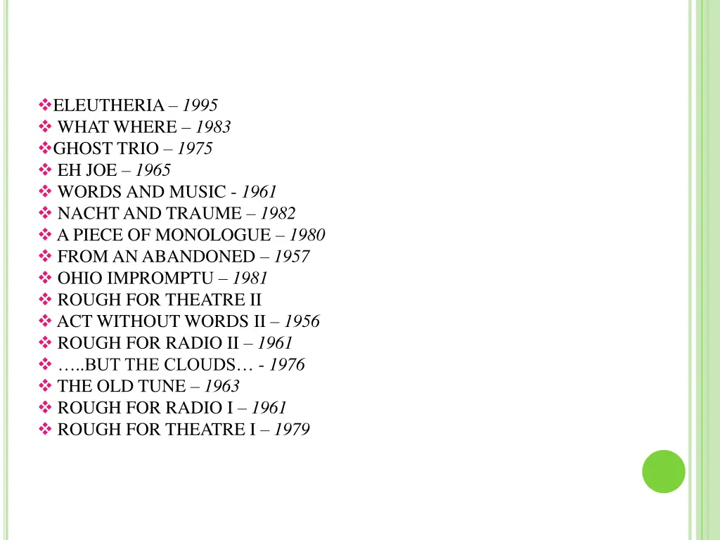 eleutheria 1995 what where 1983 ghost trio 1975